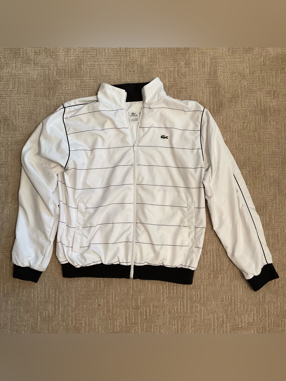 Vintage Y2K Lacoste Andy Roddick Black White Full Zip Bomber Jacket Men 5/186 L